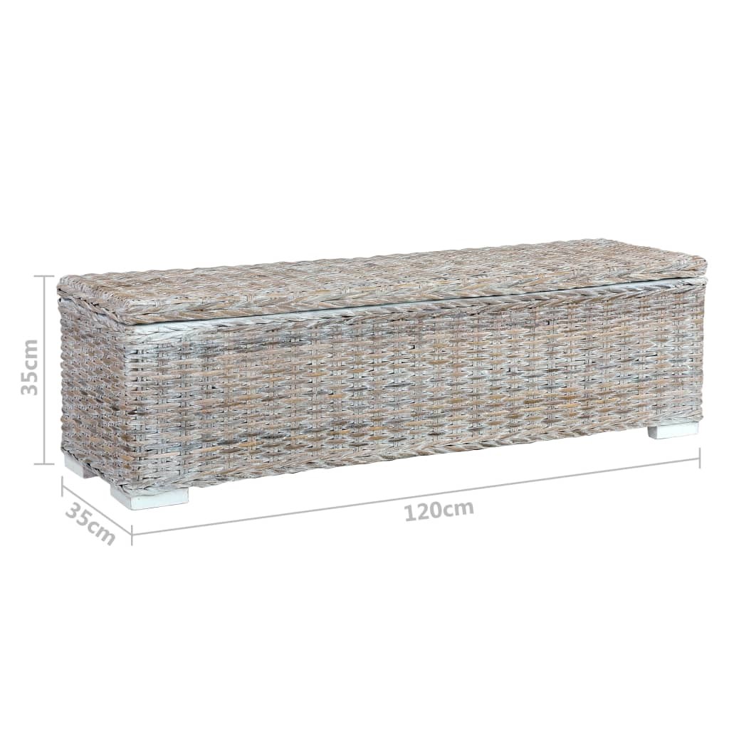 Storage Box 120 cm White Kubu Rattan and Solid Mango Wood
